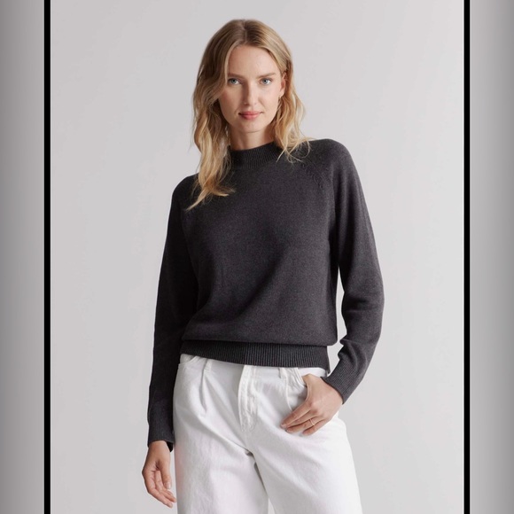 Quince Organic Cotton Mock Neck Sweater Minimalist Quiet Luxury Sustainable - M - Picture 1 of 9